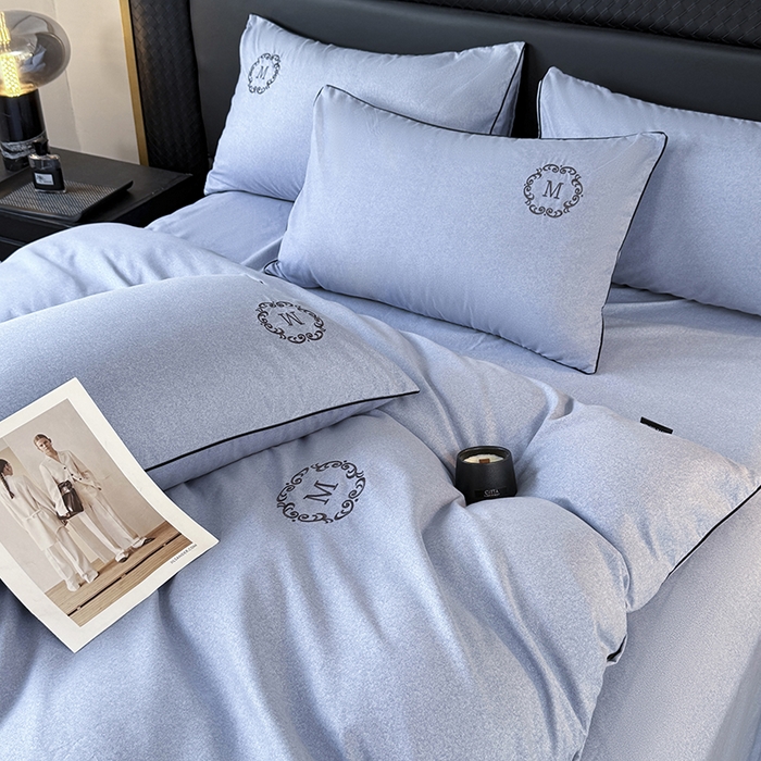 91家纺网 家纺一手货源 找家纺 梵克保罗 2025秋冬新款加厚肌理纹碳素磨毛刺绣嵌绳轻奢四件套-慕韵 慕韵-蓝