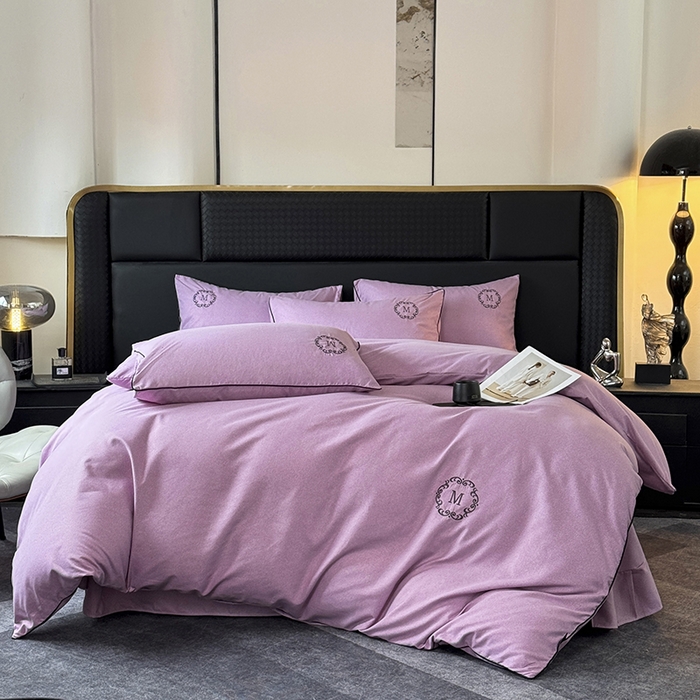 梵克保罗 2025秋冬新款加厚肌理纹碳素磨毛刺绣嵌绳轻奢四件套-慕韵 慕韵-紫