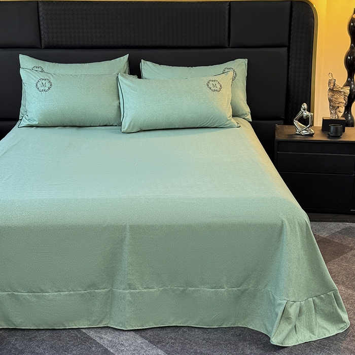 91家纺网 家纺一手货源 找家纺 梵克保罗 2025秋冬新款加厚肌理纹碳素磨毛刺绣嵌绳轻奢四件套-慕韵 慕韵-绿