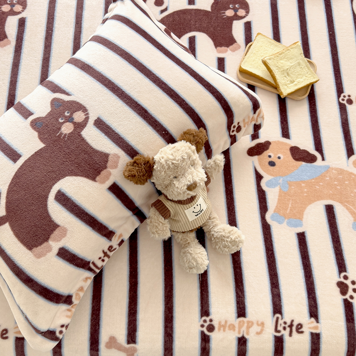 91家纺网 家纺一手货源 找家纺 久云居 2025新款高克重牛奶绒床笠 卡多啦