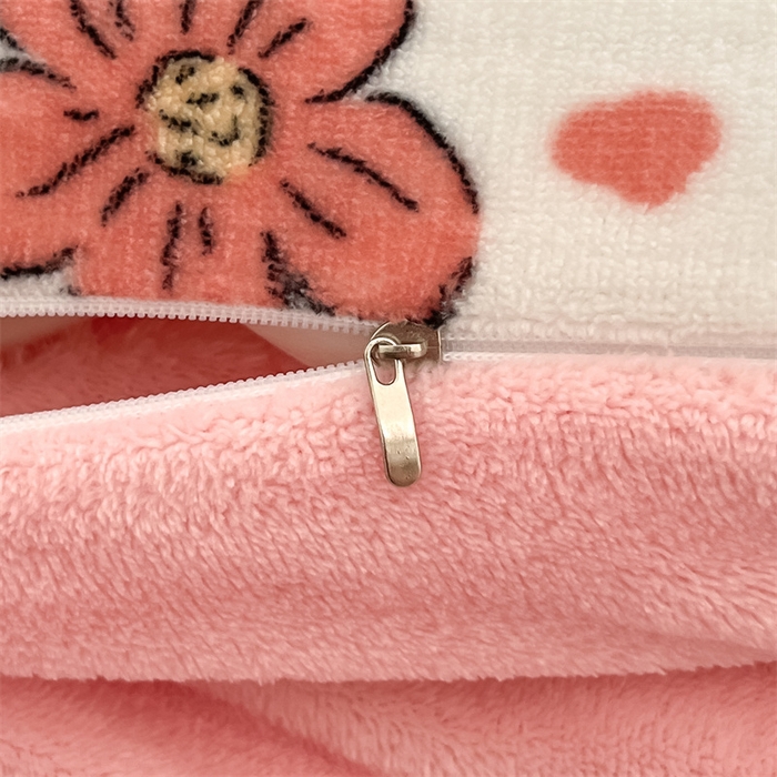 91家纺网 家纺一手货源 找家纺 寻米 2025新款高克重加厚保暖牛奶绒四件套-第二批 花田结语-粉