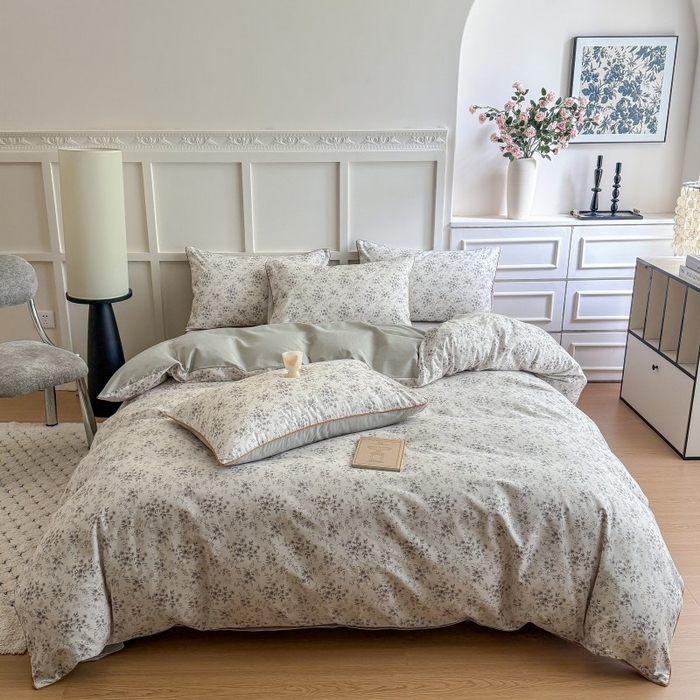 91家纺网 家纺一手货源 找家纺 （总）梵克保罗 2025秋冬新款全棉印花嵌绳款小清新系列四件套