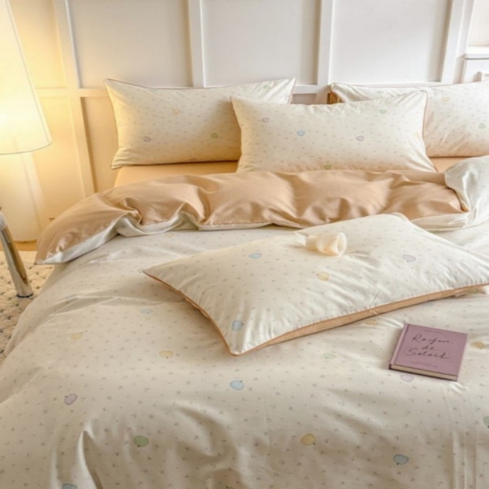 91家纺网 家纺一手货源 找家纺 梵克保罗 2025秋冬新款全棉印花嵌绳款小清新系列四件套 南瓜派