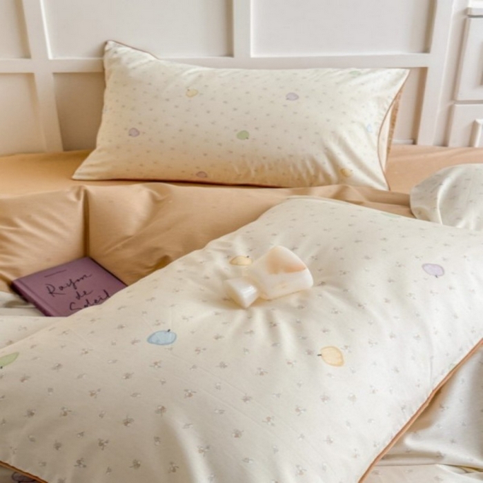 91家纺网 家纺一手货源 找家纺 梵克保罗 2025秋冬新款全棉印花嵌绳款小清新系列四件套 南瓜派