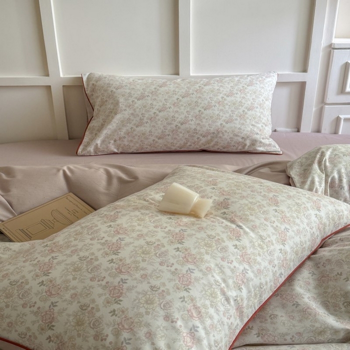 91家纺网 家纺一手货源 找家纺 梵克保罗 2025秋冬新款全棉印花嵌绳款小清新系列四件套 秋海棠