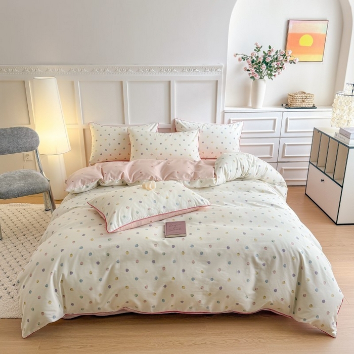 梵克保罗 2025秋冬新款全棉印花嵌绳款小清新系列四件套 甜甜草莓