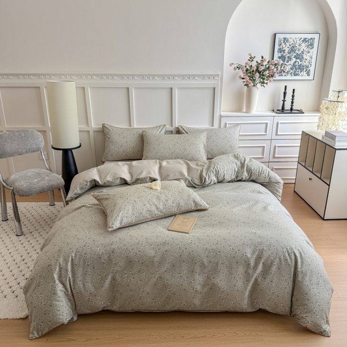 91家纺网 家纺一手货源 找家纺 （总）梵克保罗 2025秋冬新款全棉印花嵌绳款小清新系列四件套