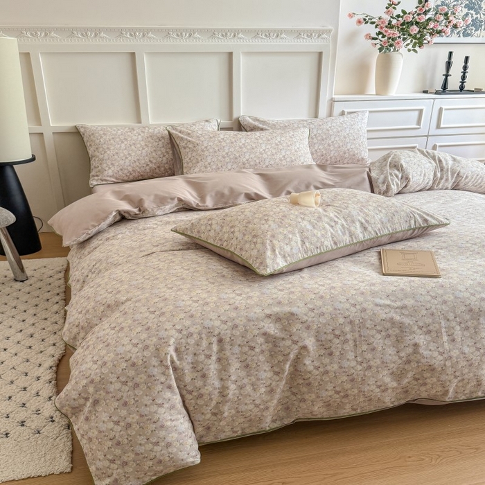 91家纺网 家纺一手货源 找家纺 （总）梵克保罗 2025秋冬新款全棉印花嵌绳款小清新系列四件套