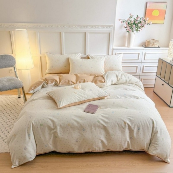 91家纺网 家纺一手货源 找家纺 （总）梵克保罗 2025秋冬新款全棉印花嵌绳款小清新系列四件套