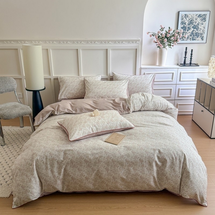 梵克保罗 2025秋冬新款全棉印花嵌绳款小清新系列四件套 秋海棠