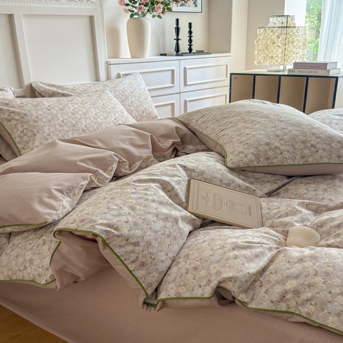 91家纺网 家纺一手货源 找家纺 梵克保罗 2025秋冬新款全棉印花嵌绳款小清新系列四件套 花海