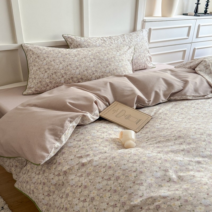 91家纺网 家纺一手货源 找家纺 梵克保罗 2025秋冬新款全棉印花嵌绳款小清新系列四件套 花海