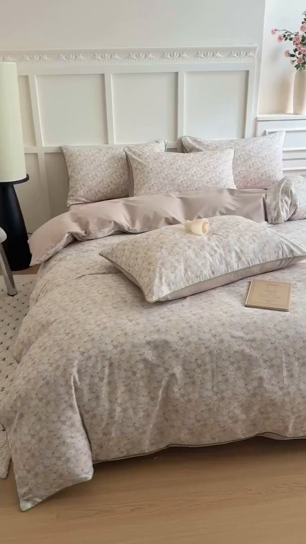 91家纺网 家纺一手货源 找家纺 （总）梵克保罗 2025秋冬新款全棉印花嵌绳款小清新系列四件套