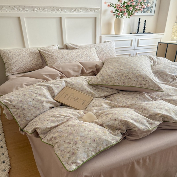 91家纺网 家纺一手货源 找家纺 梵克保罗 2025秋冬新款全棉印花嵌绳款小清新系列四件套 花海