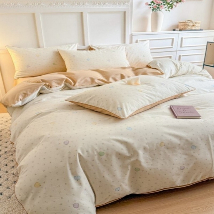 91家纺网 家纺一手货源 找家纺 梵克保罗 2025秋冬新款全棉印花嵌绳款小清新系列四件套 南瓜派