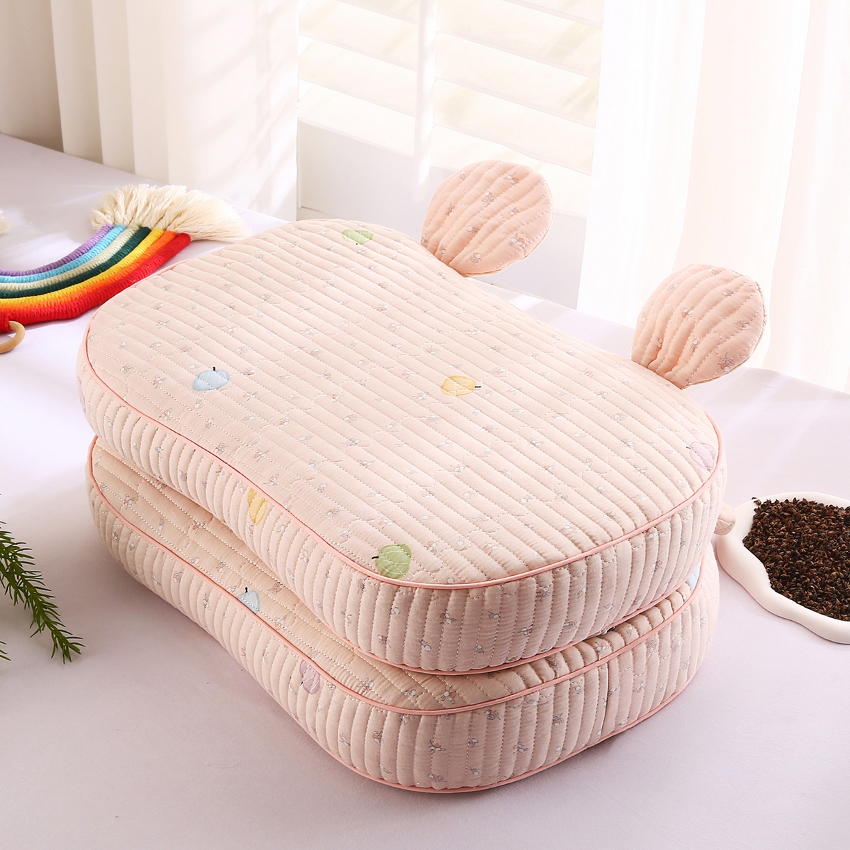 梵希良品家纺 2025新款米奇耳朵全棉双层纱枕头枕芯可拆洗可替换内胆荞麦壳枕头枕芯 甜甜南瓜