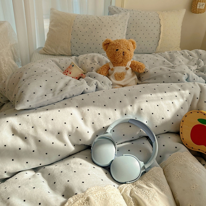 91家纺网 家纺一手货源 找家纺 瑞莱 2025年秋冬新款全棉花边牛奶绒四件套 全棉花边-可可蓝