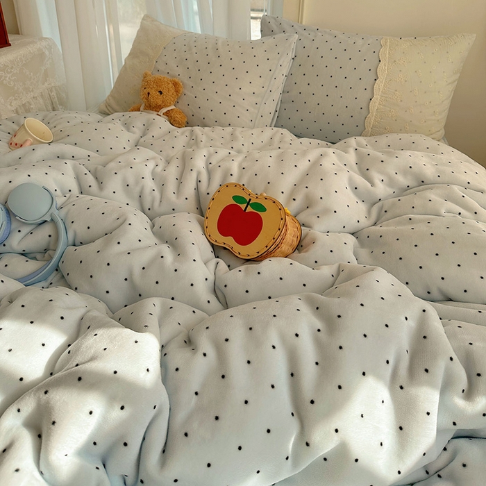 91家纺网 家纺一手货源 找家纺 瑞莱 2025年秋冬新款全棉花边牛奶绒四件套 全棉花边-可可蓝