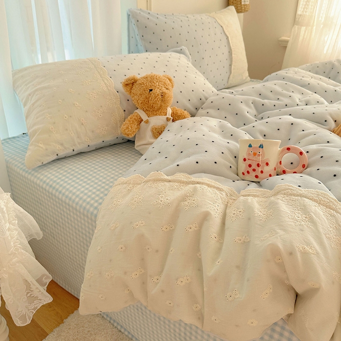 91家纺网 家纺一手货源 找家纺 瑞莱 2025年秋冬新款全棉花边牛奶绒四件套 全棉花边-可可蓝