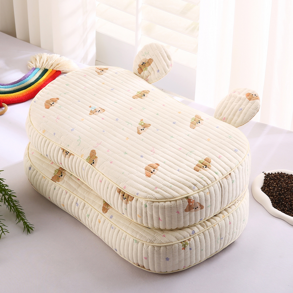 91家纺网 家纺一手货源 找家纺 梵希良品家纺 2025新款米奇耳朵全棉双层纱枕头枕芯可拆洗可替换内胆荞麦壳枕头枕芯 星仔