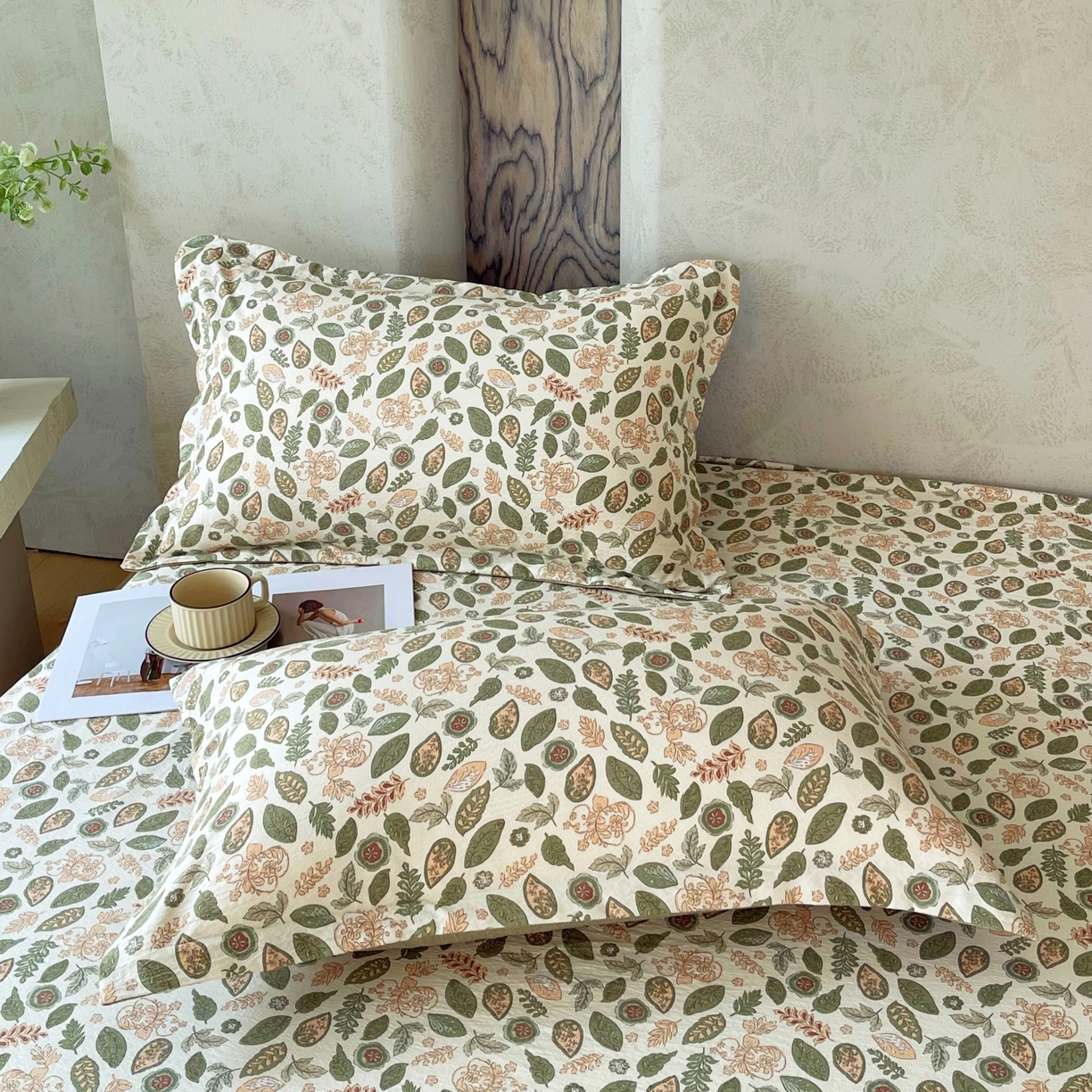 91家纺网 家纺一手货源 找家纺 梵克保罗 2025秋冬新款10A抗菌原麻床笠套件跨境外贸 绿野仙踪