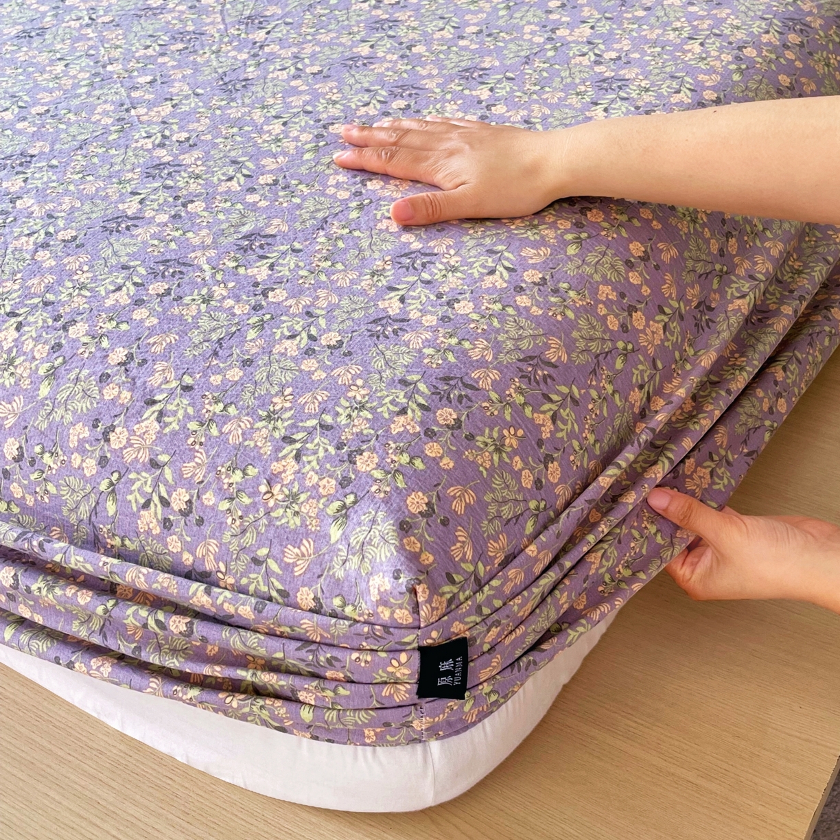 91家纺网 家纺一手货源 找家纺 梵克保罗 2025秋冬新款10A抗菌原麻床笠套件跨境外贸 甜蜜紫园