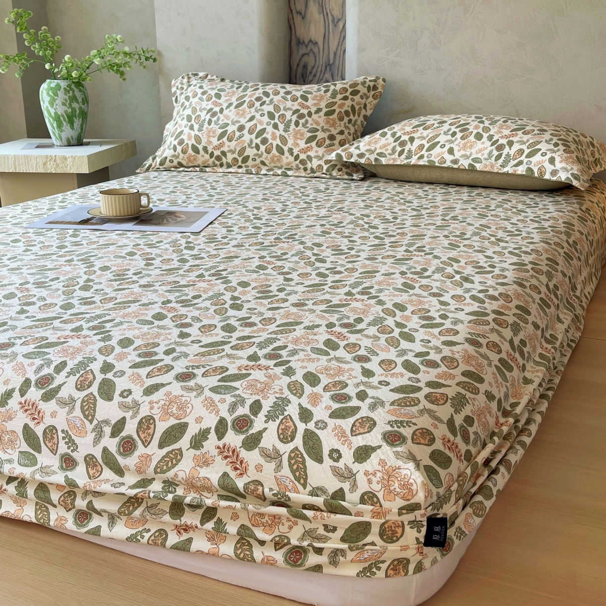 91家纺网 家纺一手货源 找家纺 梵克保罗 2025秋冬新款10A抗菌原麻床笠套件跨境外贸 绿野仙踪