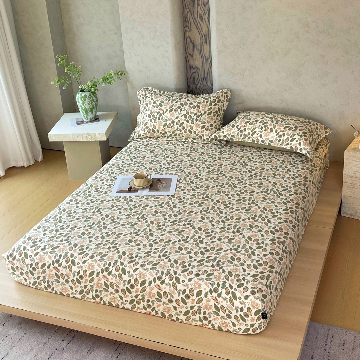 91家纺网 家纺一手货源 找家纺 梵克保罗 2025秋冬新款10A抗菌原麻床笠套件跨境外贸 绿野仙踪