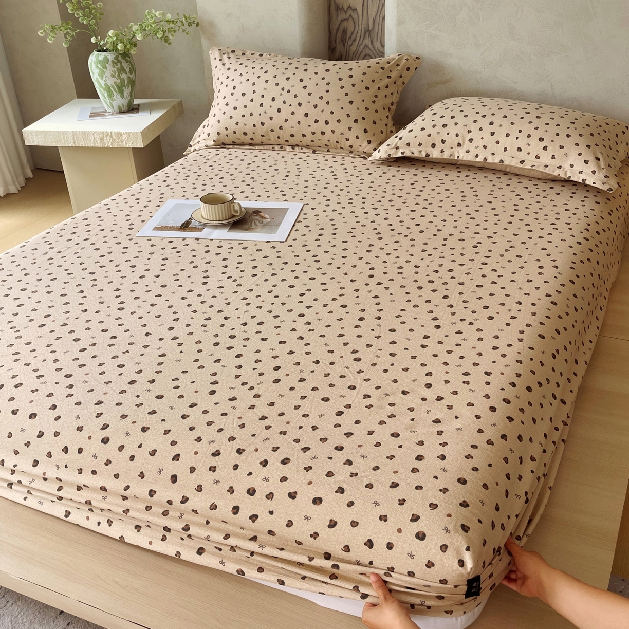 91家纺网 家纺一手货源 找家纺 梵克保罗 2025秋冬新款10A抗菌原麻床笠套件跨境外贸 精致豹纹