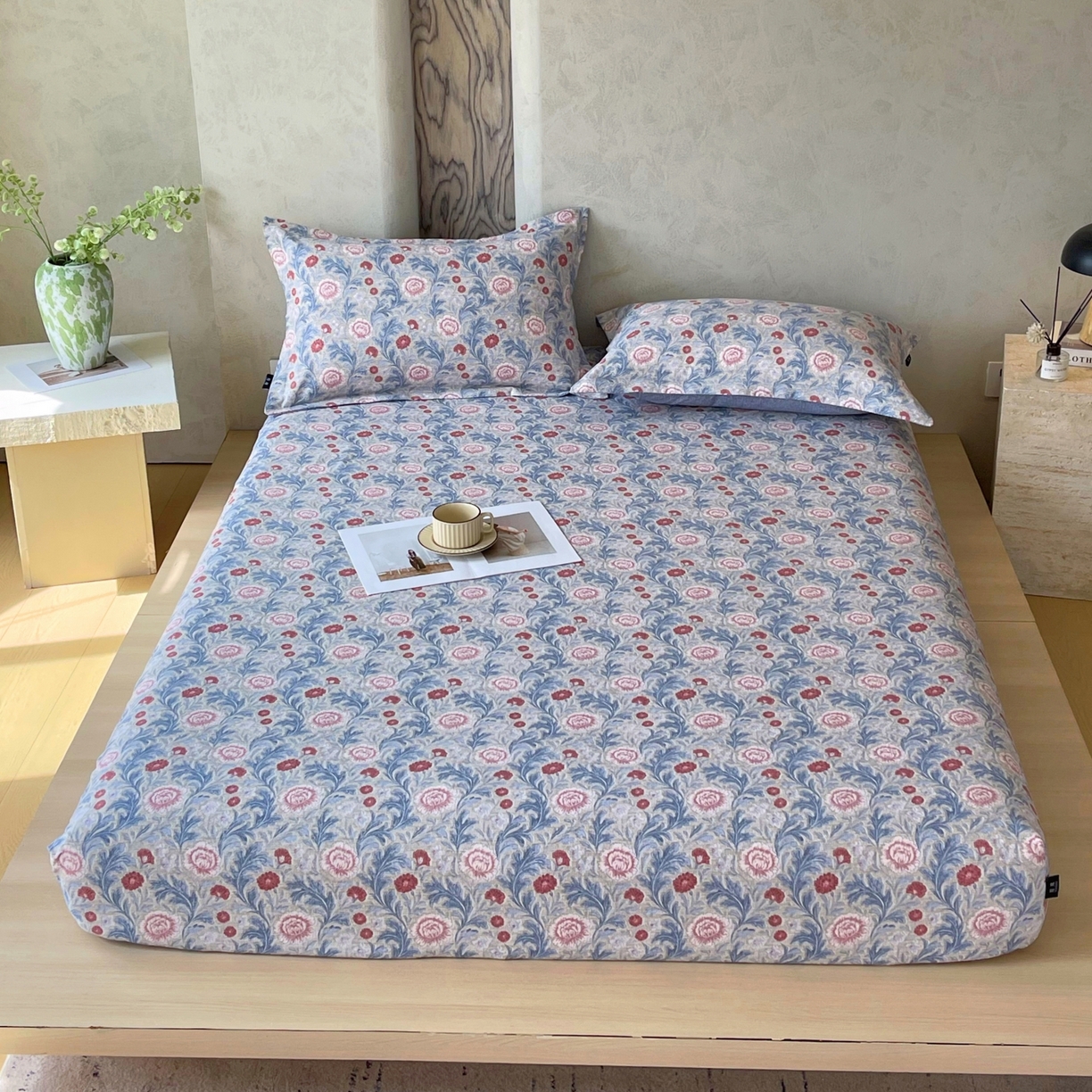 91家纺网 家纺一手货源 找家纺 梵克保罗 2025秋冬新款10A抗菌原麻床笠套件跨境外贸 繁华似锦