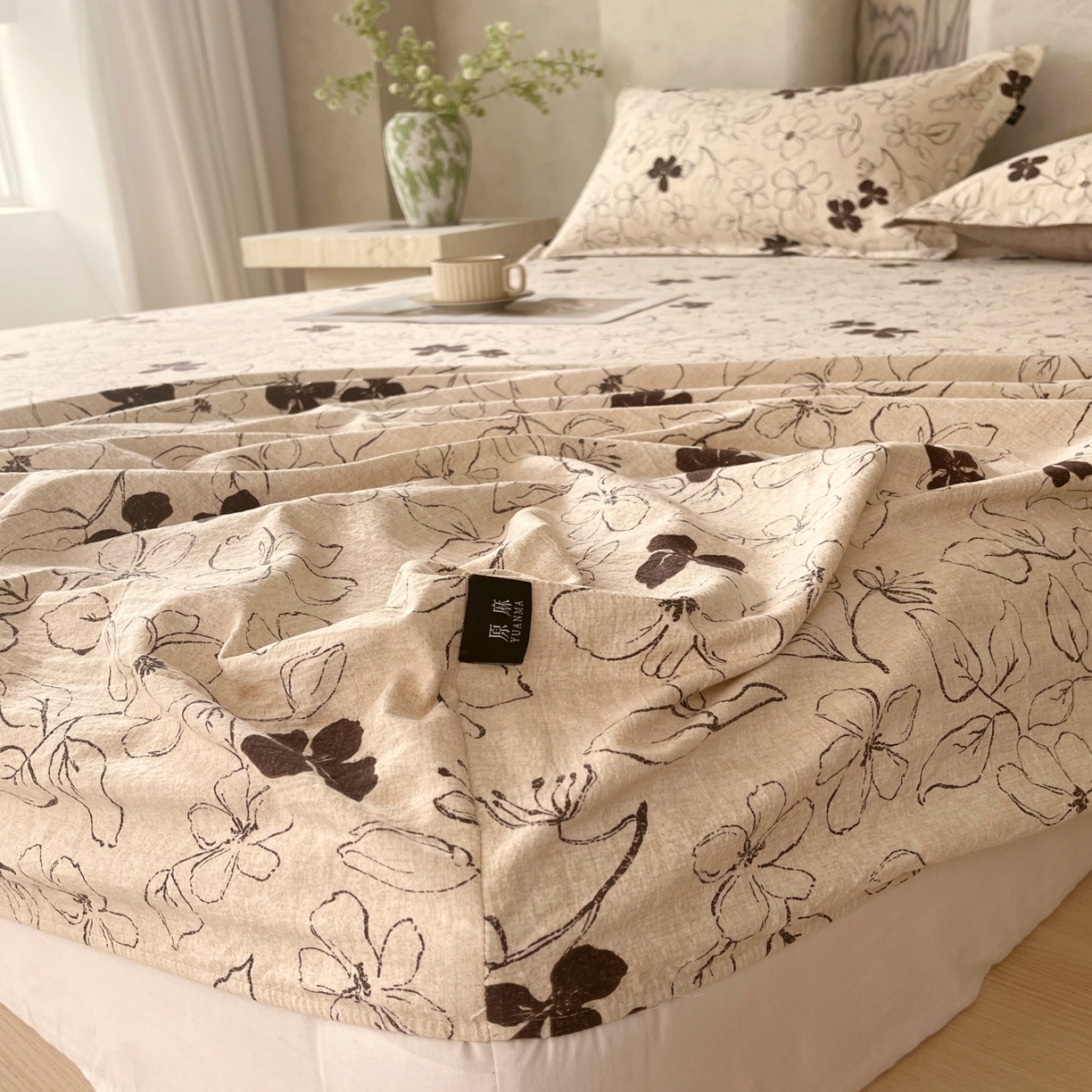 91家纺网 家纺一手货源 找家纺 （总）梵克保罗 2025秋冬新款10A抗菌原麻床笠套件跨境外贸