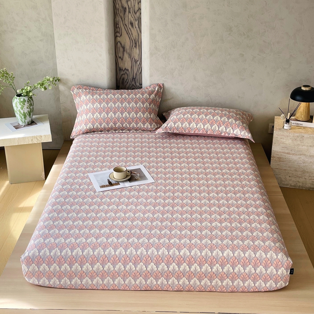 91家纺网 家纺一手货源 找家纺 梵克保罗 2025秋冬新款10A抗菌原麻床笠套件跨境外贸 时光森林