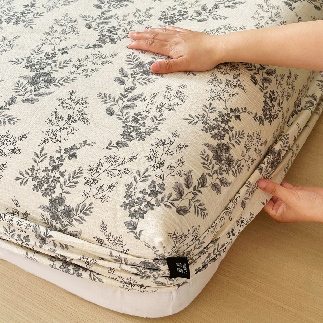 91家纺网 家纺一手货源 找家纺 梵克保罗 2025秋冬新款10A抗菌原麻床笠套件跨境外贸 灰色空间