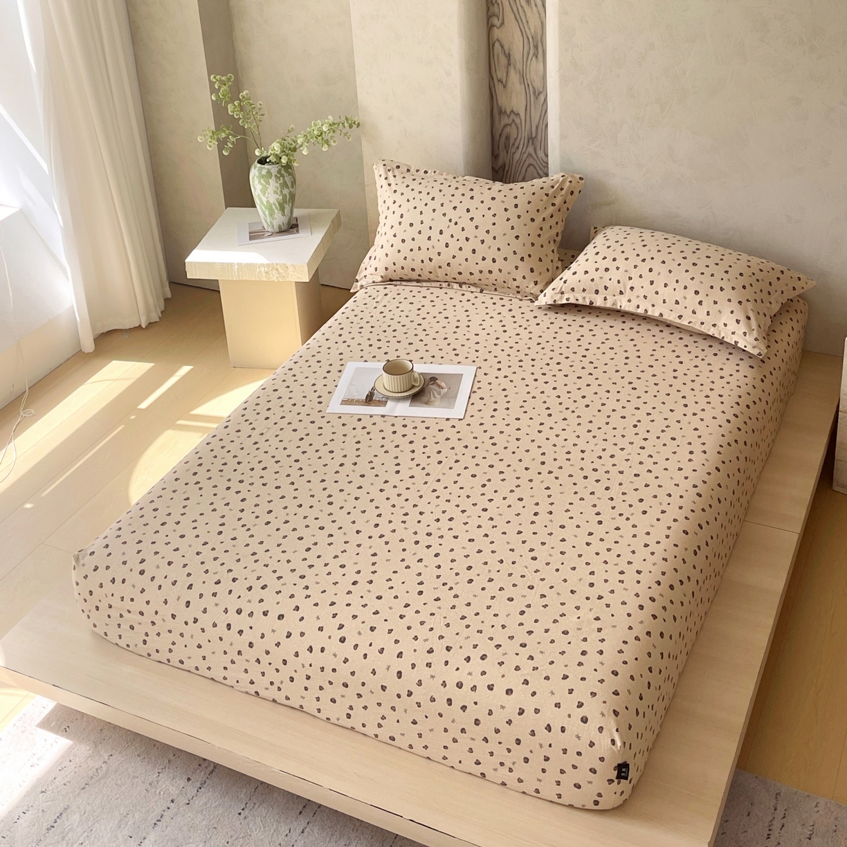 91家纺网 家纺一手货源 找家纺 梵克保罗 2025秋冬新款10A抗菌原麻床笠套件跨境外贸 精致豹纹