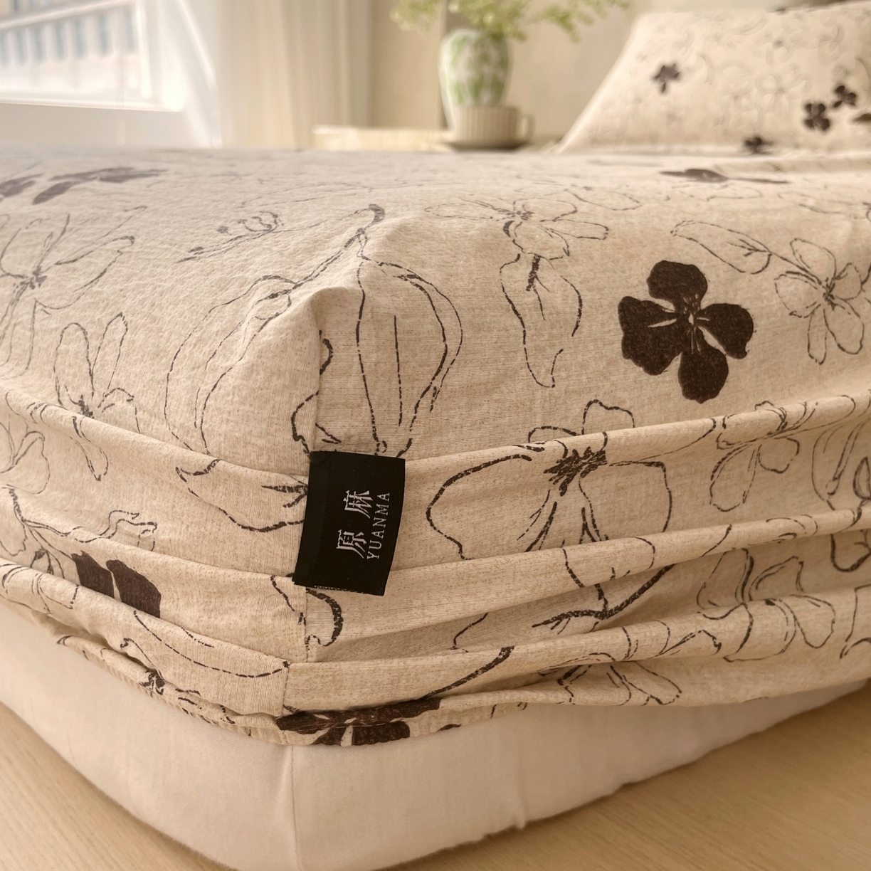 91家纺网 家纺一手货源 找家纺 梵克保罗 2025秋冬新款10A抗菌原麻床笠套件跨境外贸 朝花夕拾