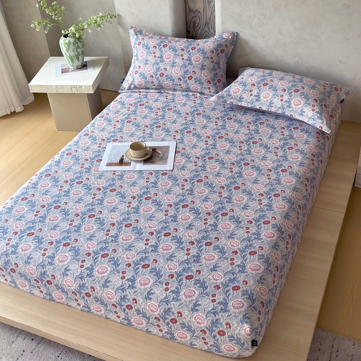 91家纺网 家纺一手货源 找家纺 梵克保罗 2025秋冬新款10A抗菌原麻床笠套件跨境外贸 繁华似锦