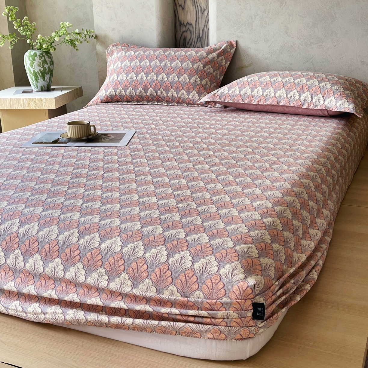 91家纺网 家纺一手货源 找家纺 梵克保罗 2025秋冬新款10A抗菌原麻床笠套件跨境外贸 时光森林