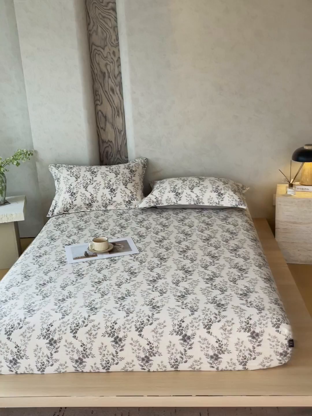 91家纺网 家纺一手货源 找家纺 梵克保罗 2025秋冬新款10A抗菌原麻床笠套件跨境外贸 灰色空间