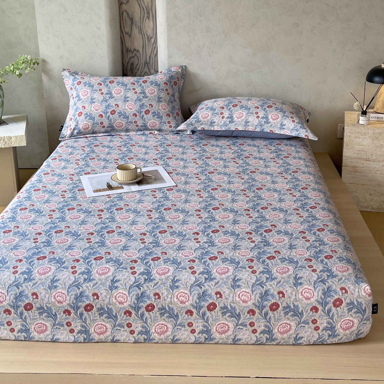 91家纺网 家纺一手货源 找家纺 梵克保罗 2025秋冬新款10A抗菌原麻床笠套件跨境外贸 繁华似锦