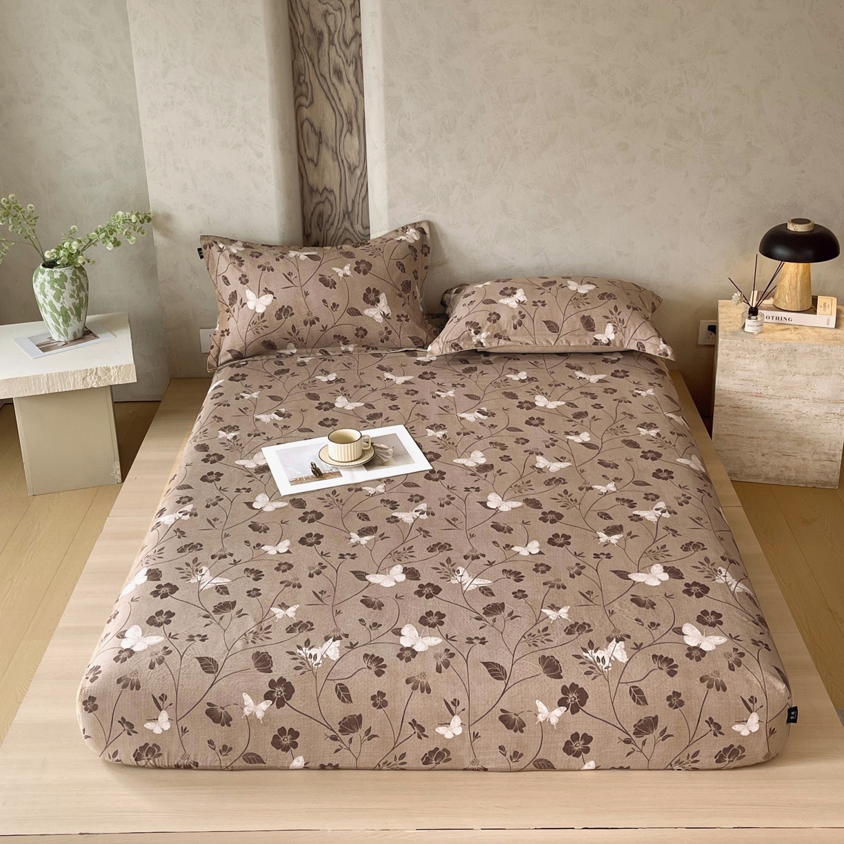 梵克保罗 2025秋冬新款10A抗菌原麻床笠套件跨境外贸 秋风落叶