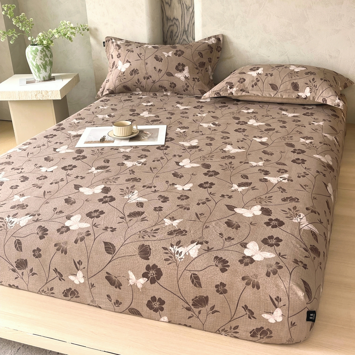 91家纺网 家纺一手货源 找家纺 梵克保罗 2025秋冬新款10A抗菌原麻床笠套件跨境外贸 秋风落叶