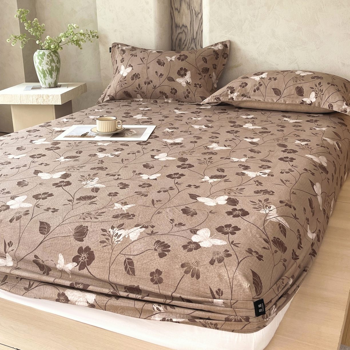 91家纺网 家纺一手货源 找家纺 梵克保罗 2025秋冬新款10A抗菌原麻床笠套件跨境外贸 秋风落叶