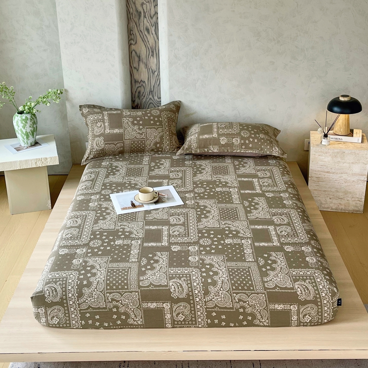 91家纺网 家纺一手货源 找家纺 （总）梵克保罗 2025秋冬新款10A抗菌原麻床笠套件跨境外贸