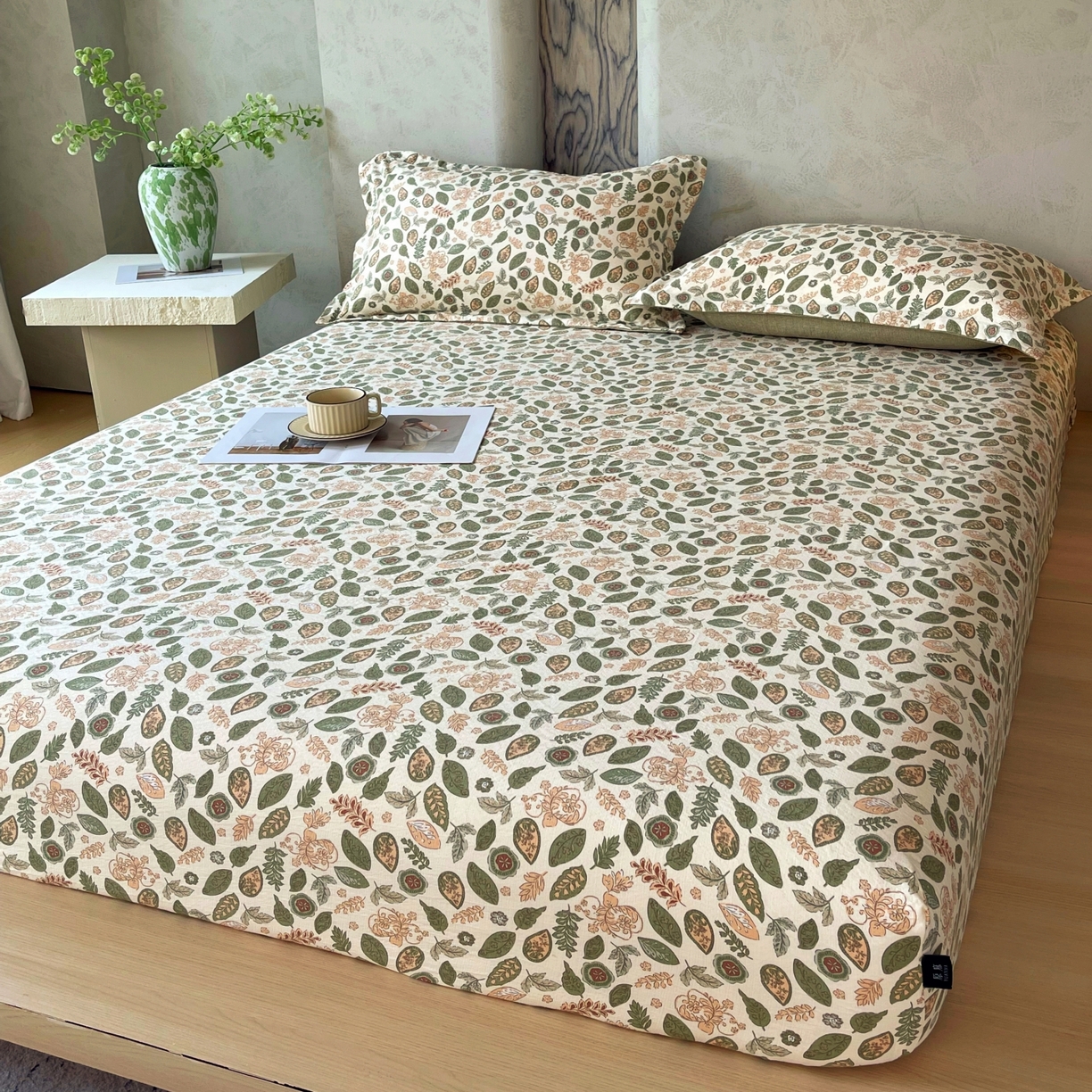 91家纺网 家纺一手货源 找家纺 梵克保罗 2025秋冬新款10A抗菌原麻床笠套件跨境外贸 绿野仙踪