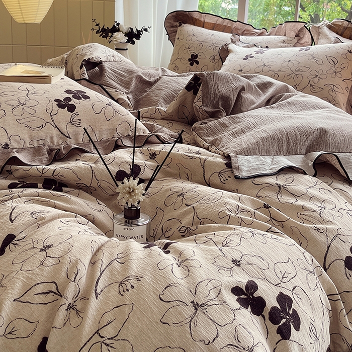 91家纺网 家纺一手货源 找家纺 （总）梵克保罗 2025秋冬新品10A抗菌原麻荷叶边床单款三件套四件套