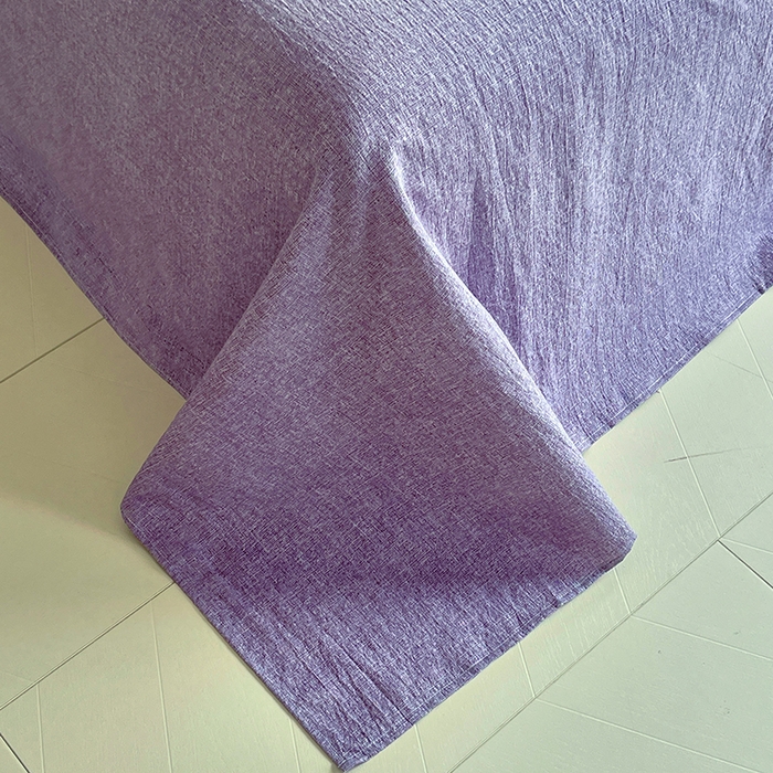 91家纺网 家纺一手货源 找家纺 梵克保罗 2025秋冬新品10A抗菌原麻荷叶边床单款三件套四件套 甜蜜紫园