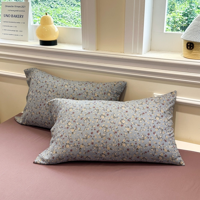 91家纺网 家纺一手货源 找家纺 （总）爱彼家纺 2025新款中古风亚麻水洗棉四件套-玫瑰系列-纽扣款