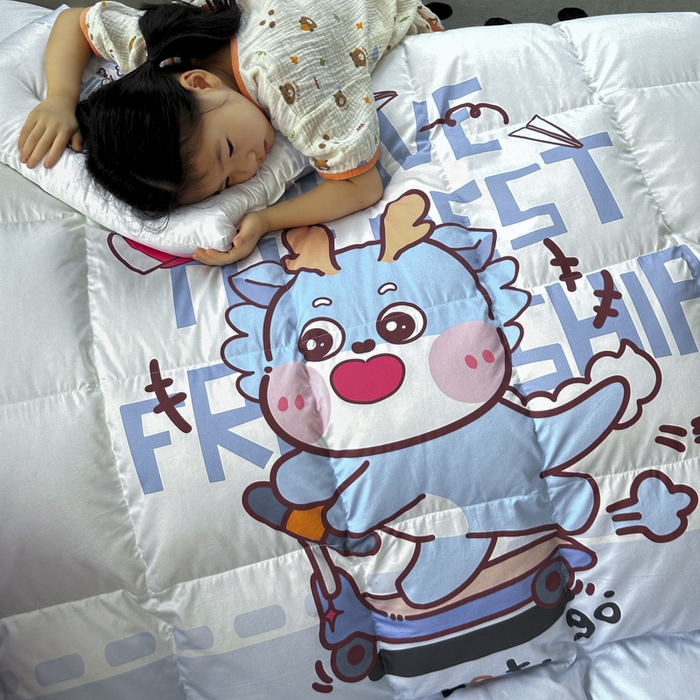 91家纺网 家纺一手货源 找家纺 暖羽屋羽绒馆 2025新款鹅绒被子 儿童羽绒被芯95白鹅绒 幼儿园冬被 学生羽绒被宿舍春秋被 滑板恐龙