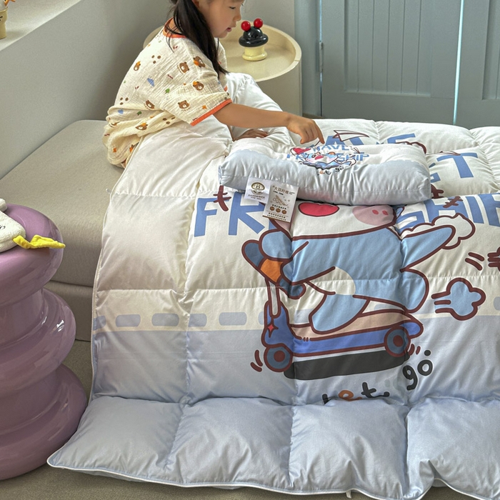 91家纺网 家纺一手货源 找家纺 暖羽屋羽绒馆 2025新款鹅绒被子 儿童羽绒被芯95白鹅绒 幼儿园冬被 学生羽绒被宿舍春秋被 滑板恐龙