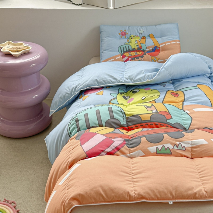 91家纺网 家纺一手货源 找家纺 暖羽屋羽绒馆 2025新款鹅绒被子 儿童羽绒被芯95白鹅绒 幼儿园冬被 学生羽绒被宿舍春秋被 恐龙挖掘机